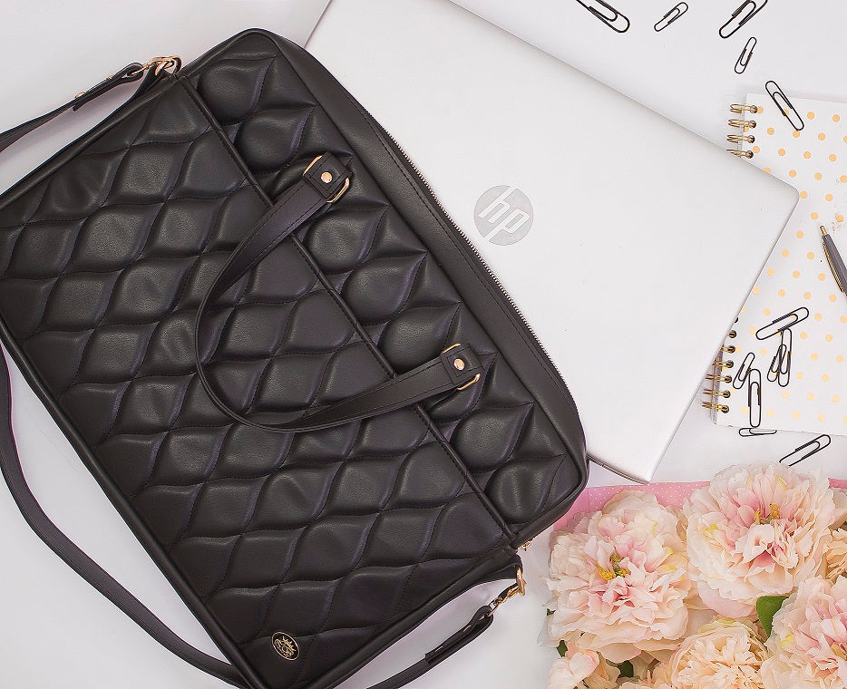 Women's laptop bag for work - BAG - BUSINESS - BLACK GOLD 17.3