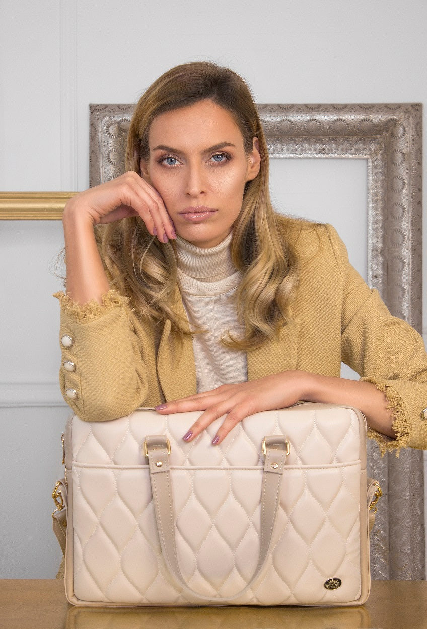 Business bag for women - BAG - BUSINESS - BEIGE GOLD 17.3
