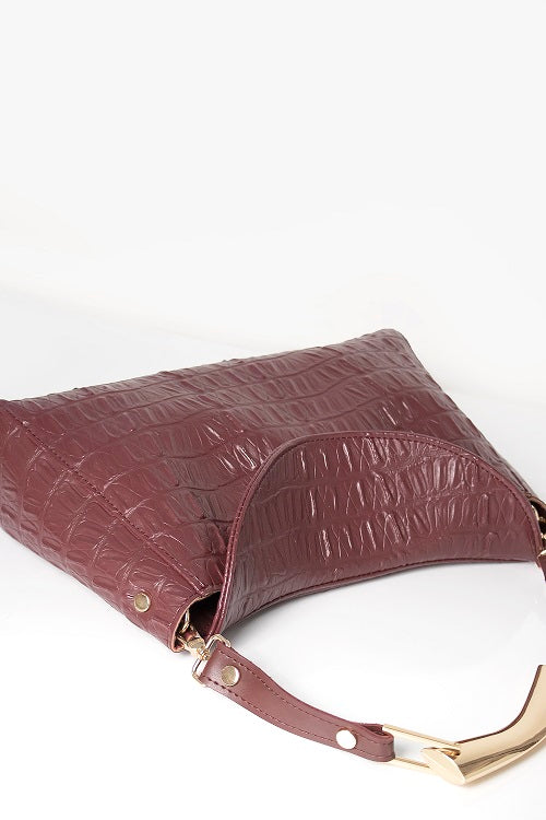 BAG - ALINA - BURGUNDY KROKO GOLD