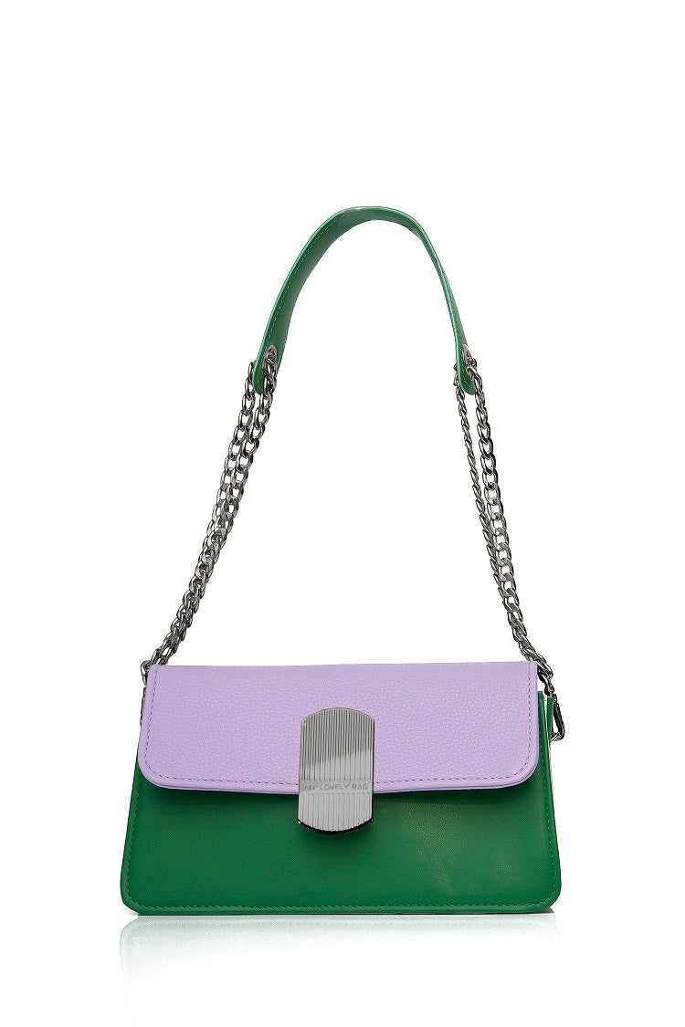 Tote bag for women - BAG - EVELYN - GREEN PURPLE BLACK