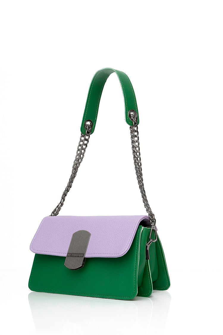 Tote bag for women - BAG - EVELYN - GREEN PURPLE BLACK