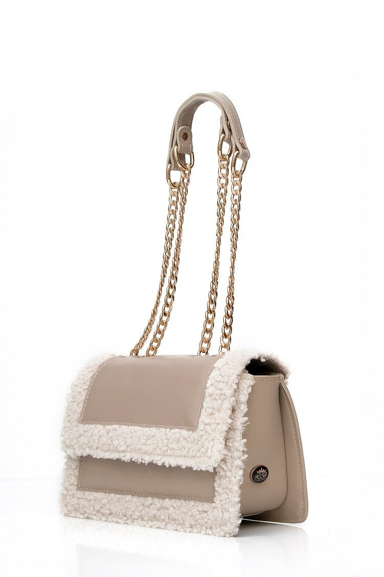 Women's luxury tote bag - BAG - ELISA - BEIGE GOLD