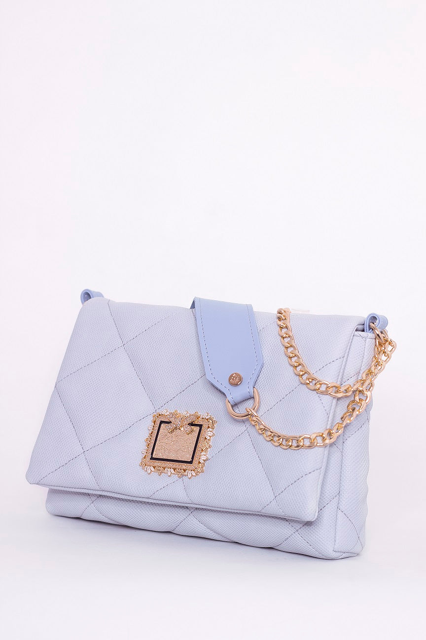 Luxury handbag - BAG - DIVA - LIGHT BLUE GOLD