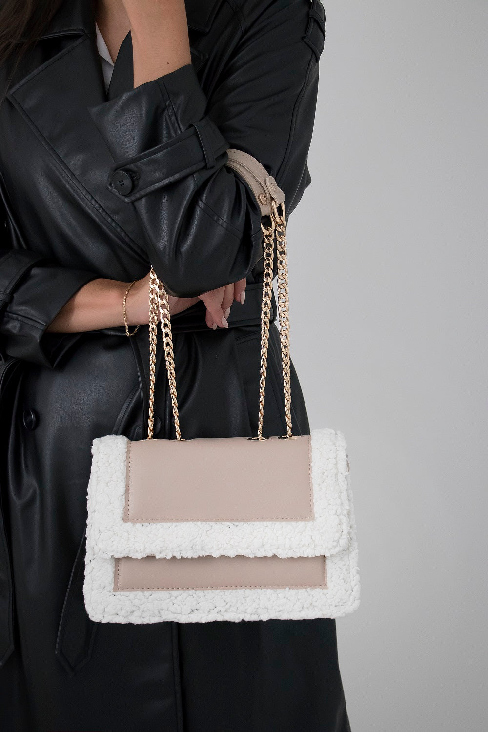 Women's luxury tote bag - BAG - ELISA - BEIGE GOLD