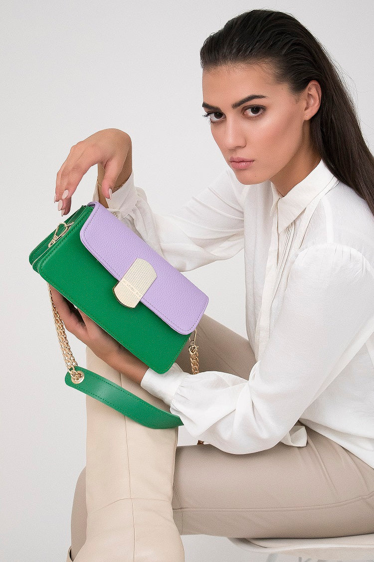 Best tote bag for women - BAG - EVELYN - GREEN PURPLE GOLD