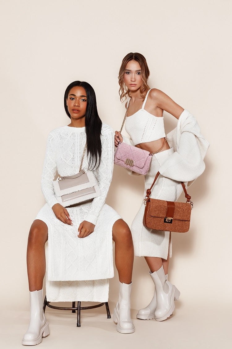 Women's luxury tote bag - BAG - ELISA - BEIGE GOLD