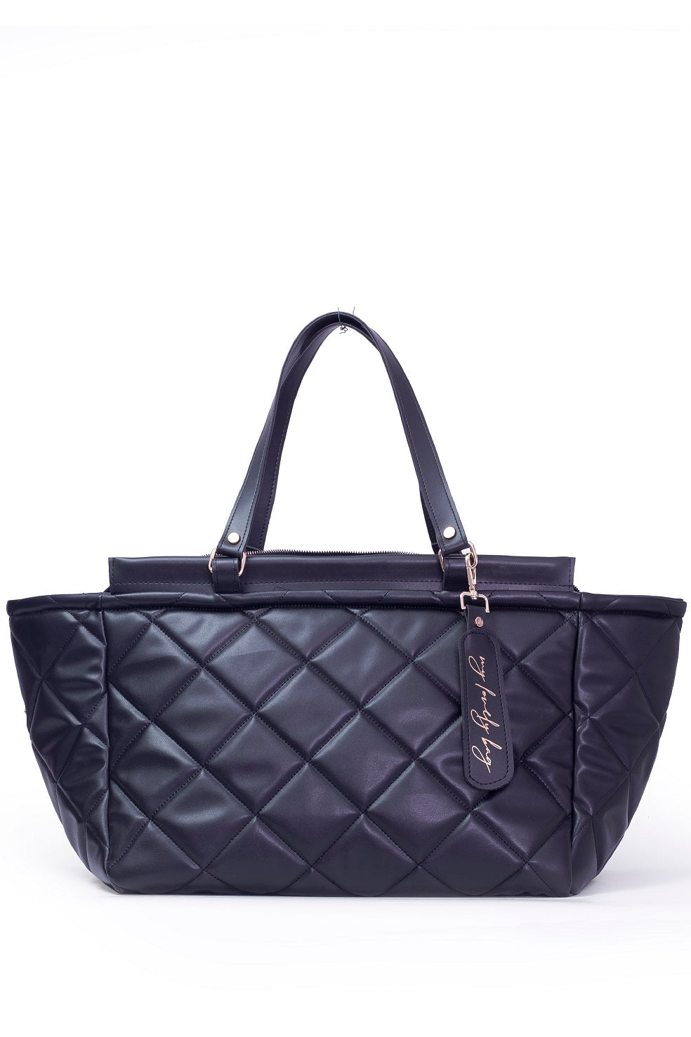 Luxury large handbag for weekend and trip - BAG - LOLA - BLACK GOLD