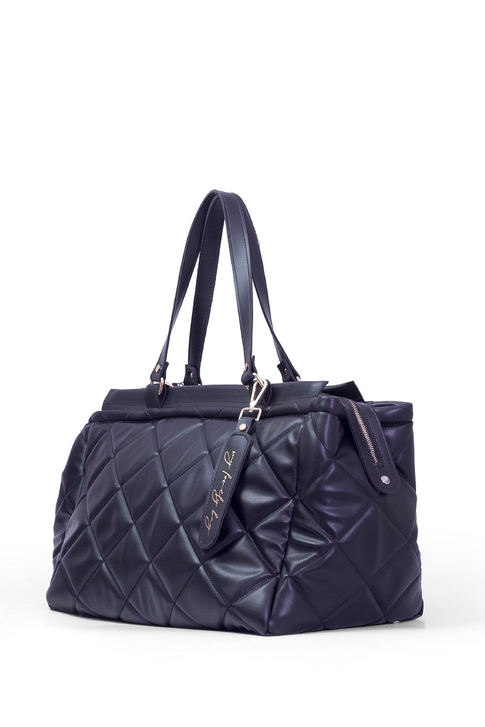 Luxury large handbag for weekend and trip - BAG - LOLA - BLACK GOLD