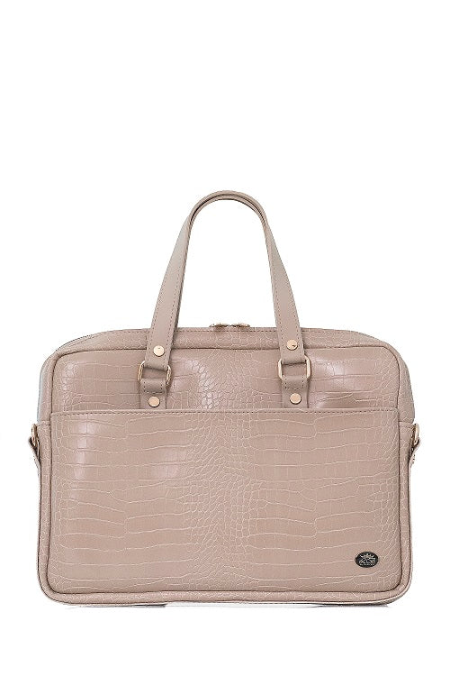 BAG - BUSINESS - BEIGE KROKO GOLD 15.6