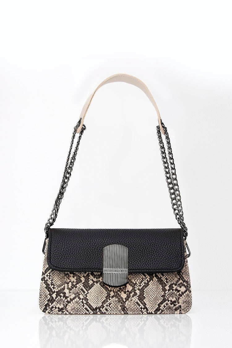Designed bag for women - BAG - EVELYN - SNAKE BLACK