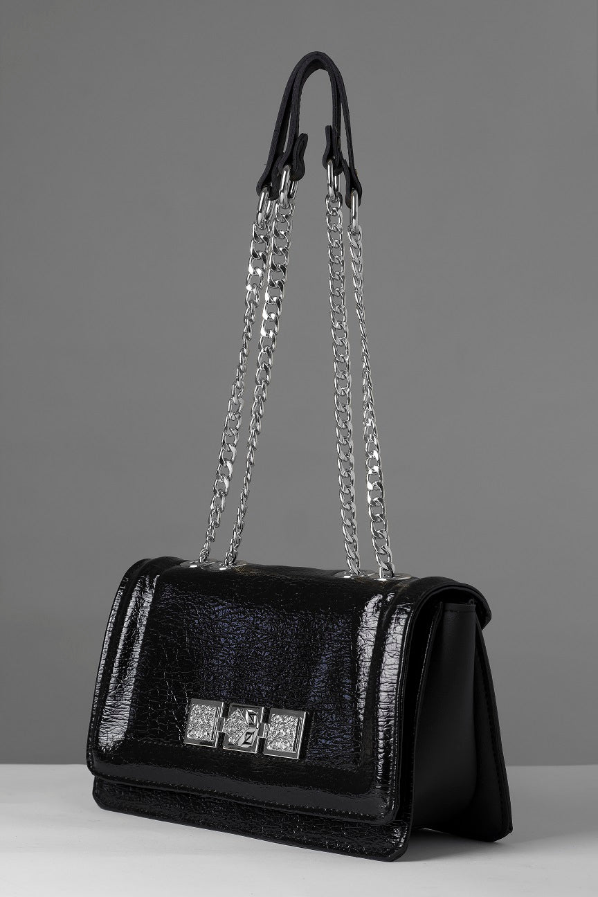 Luxury bag for women - BAG - BANGKOK - LACQUERED BLACK SILVER