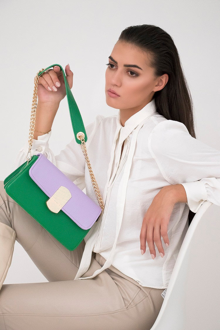 Best tote bag for women - BAG - EVELYN - GREEN PURPLE GOLD