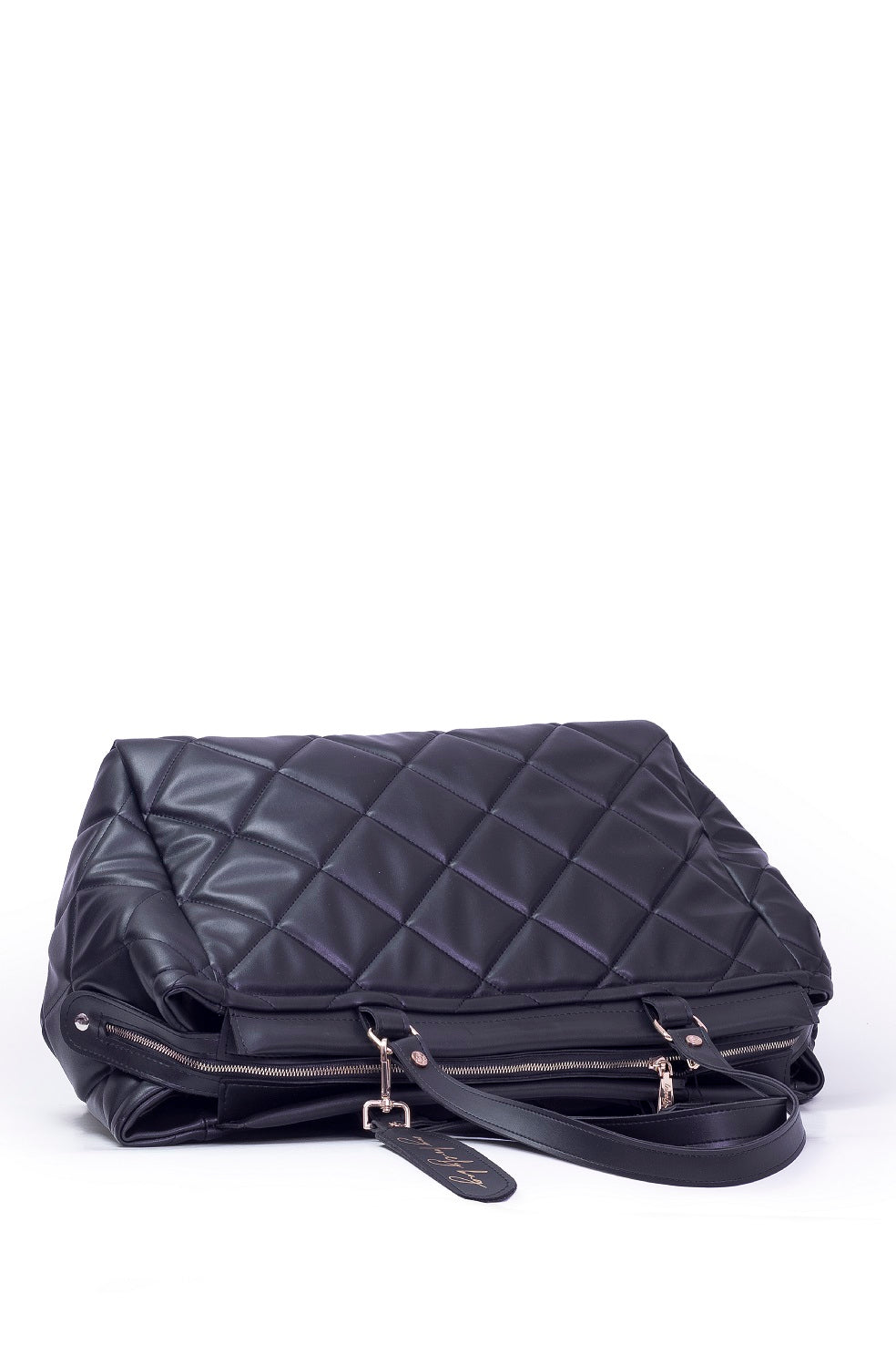 Luxury large handbag for weekend and trip - BAG - LOLA - BLACK GOLD