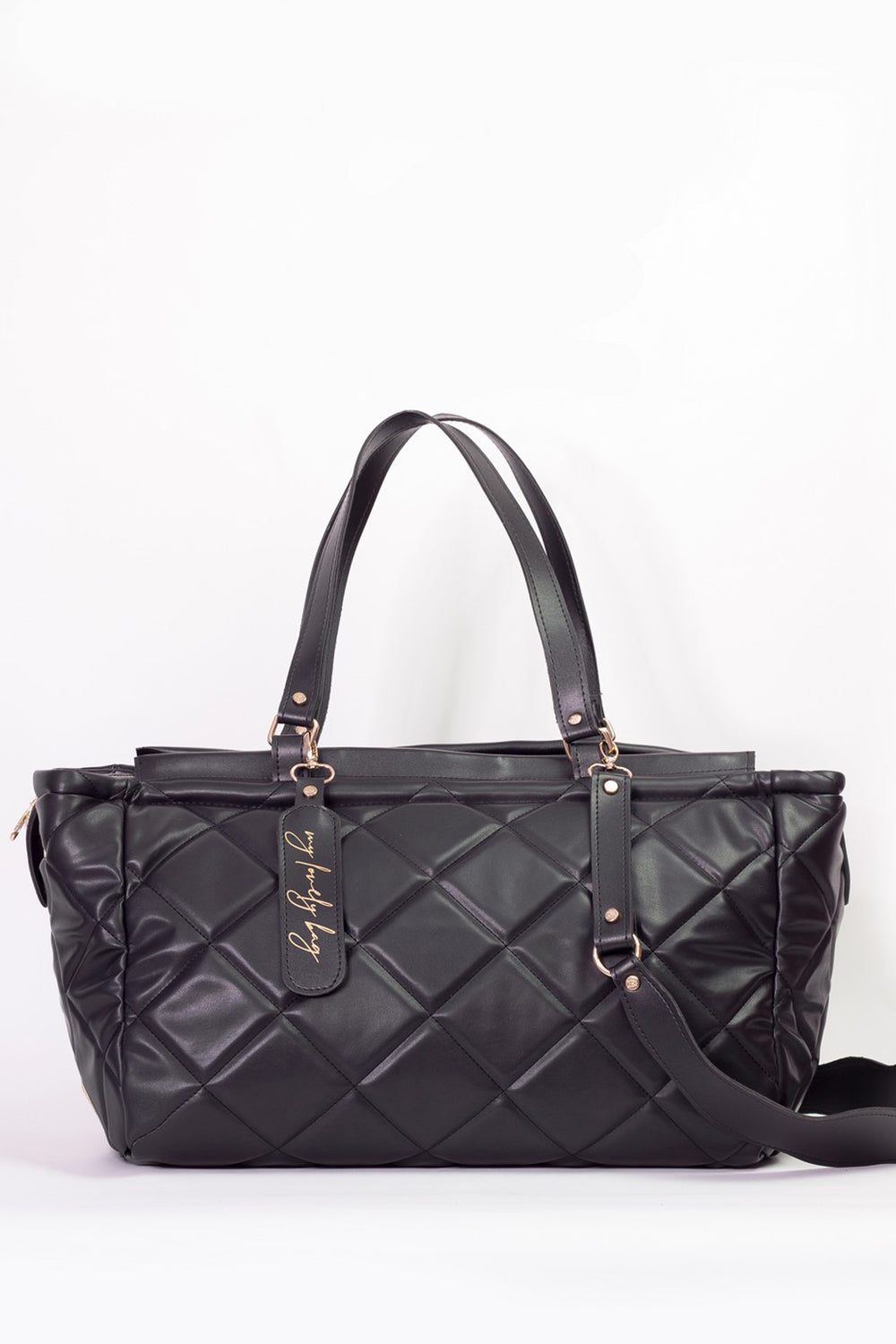 Luxury large handbag for weekend and trip - BAG - LOLA - BLACK GOLD